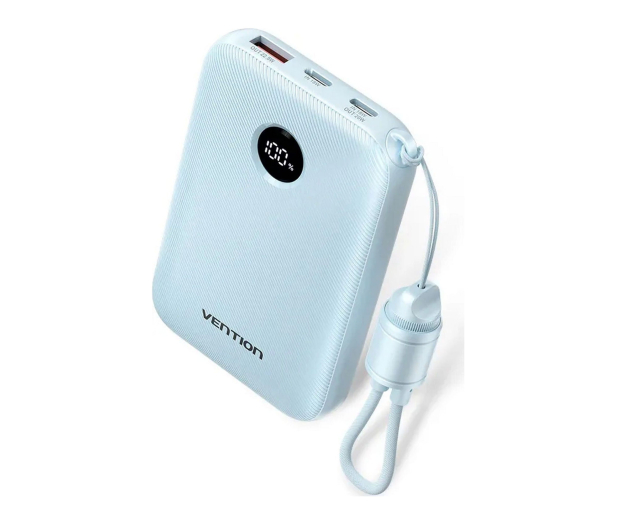 Vention Powerbank 10000mAh 2xUSB-C,USB-A z wyświetlaczem niebieski - 1543381 - zdjęcie